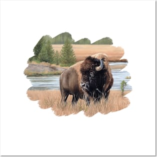 American Bison Painting Posters and Art